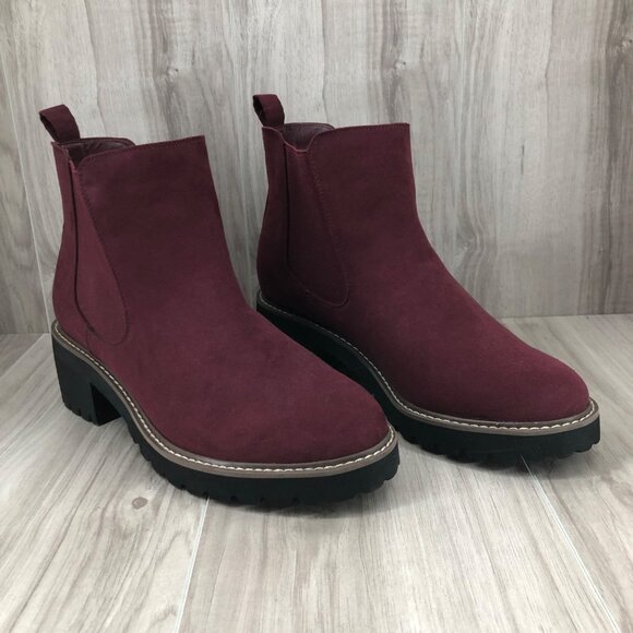 Lane Bryant Ankle Boots Womens 10.5W Burgundy Slip On Chelsea Booties - Picture 3 of 10
